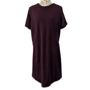 HYBA Stretchy Bodycon Dress sz L Short Sleeved Round Neck Deep Burgundy